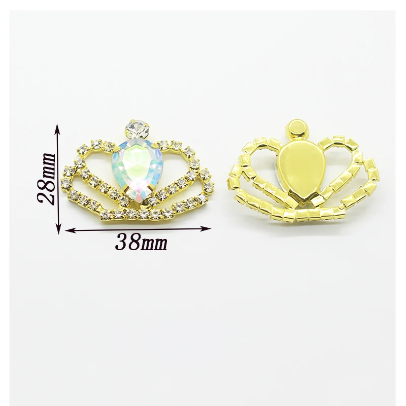 빛나는 10Pcs 합금 라인 석 28*38MM 크라운 Diy 쥬얼리 액세서리 크리스탈 장식 수제 창조적 인 생산