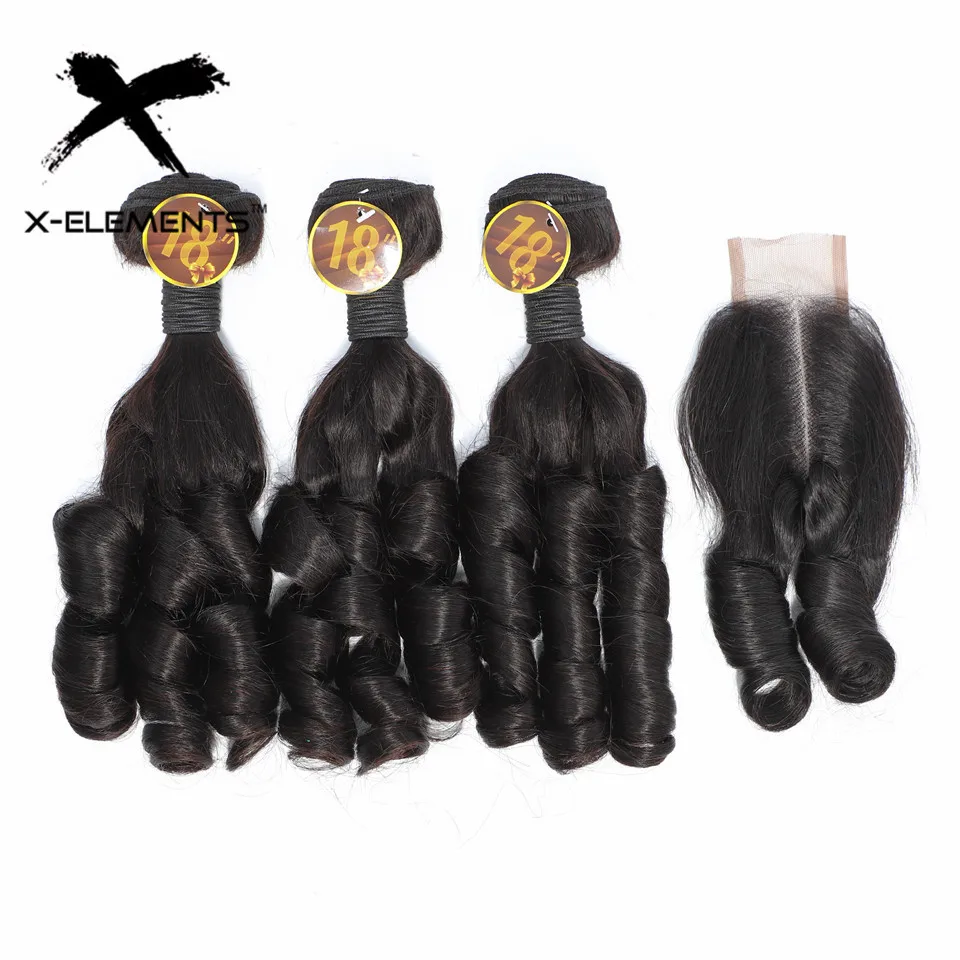 

GO Bundles Double Drawn Hairstyle Spring Curly 100% Human Hair Bundles With Closure For Black Women Remy Hair Weave Extension