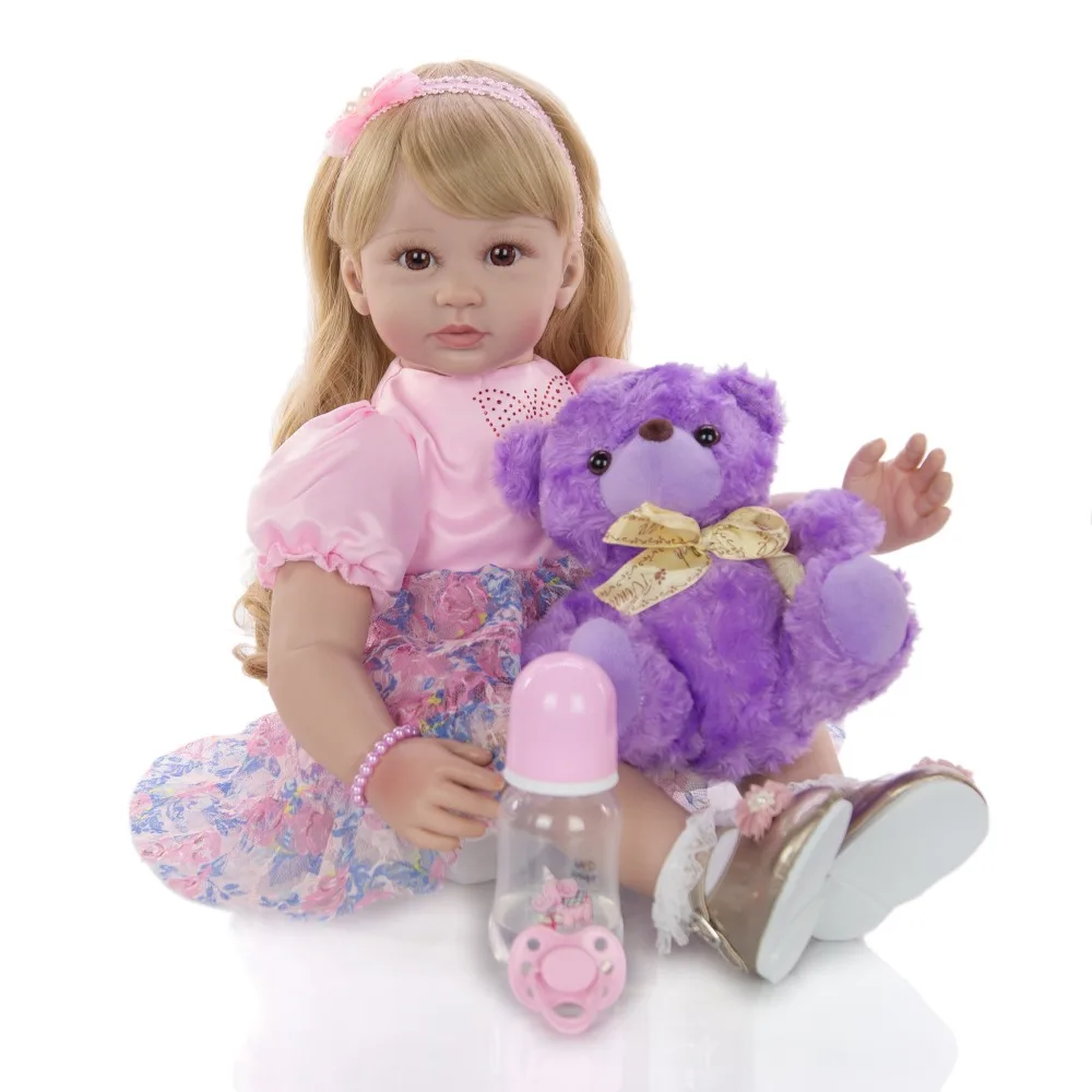 

high quality 60cm Large reborn toddler princess Silicone vinyl dolll adorable bebe reborn menina baby doll toys gift