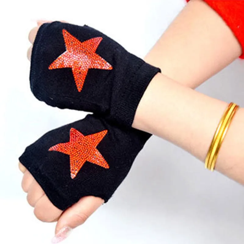 Rhinestone Fingerless Gloves Winter Female Fingerless Gloves Without Fingers Women Warm Winter Gloves Hand Wrist Warmer Mittens