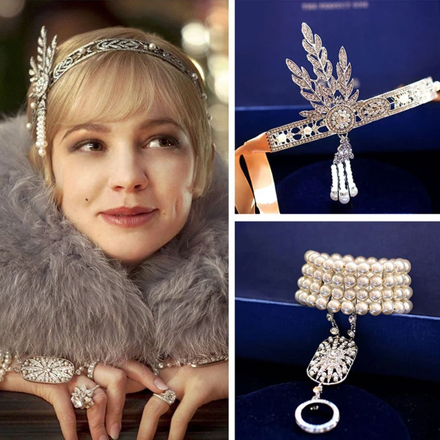 Great Gatsby fascia per capelli degli anni '20 bracciale barocco accessori  per costumi Cosplay orecchini Morrocan set di gioielli per donne -  AliExpress