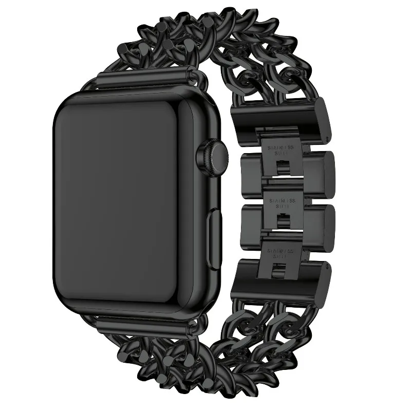 Для Apple Watch 1 2 3 4 5 Apple Watch Band 38 мм 42 мм 40 мм 44 мм цепочка на ремешке из джинсовой ткани ремешок для часов аpple из нержавеющей стали