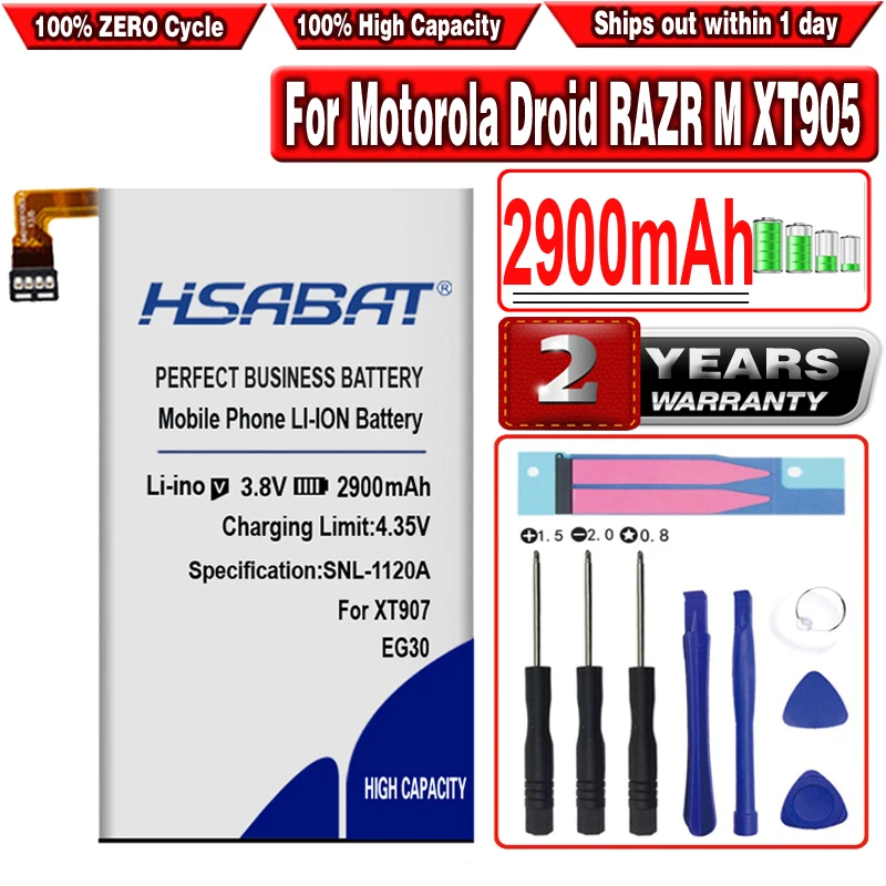 Аккумулятор HSABAT EG30 2900 мАч для Motorola Droid RAZR M XT905 XT907 XT890 XT902 XT980 MXT901|battery for|2400mah batterybattery
