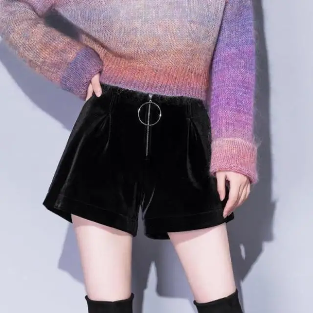 velvet shorts plus size