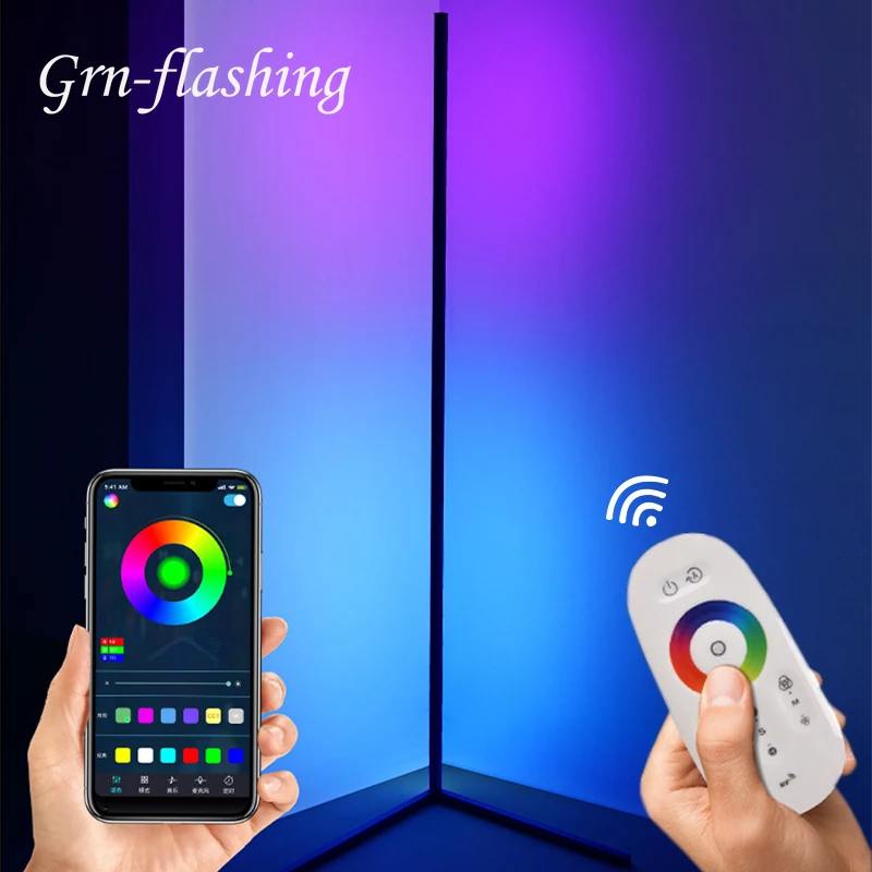 

Modern Colorful LED Corner Floor Lamp Bluetooth APP RGB Night Atmosphere Light for Bedroom Furniture Living Room Home Decoration