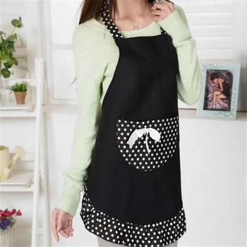 

1Pc Cute Dot Bow Knot Pocket Apron Coffee Shop Kitchen Aprons Adult Lace Bibs Cooking Waist Apron Waterproof Chef Pinafore