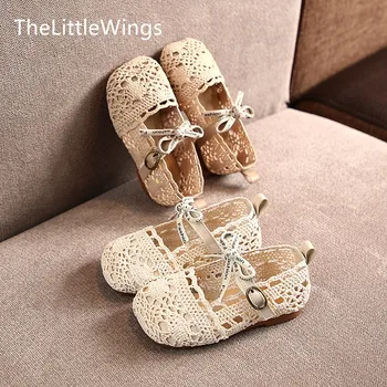

2020 new children's shoes lace breathable casual fashion girls' princess legged loafers 1-3 years old bowknot flat shoes