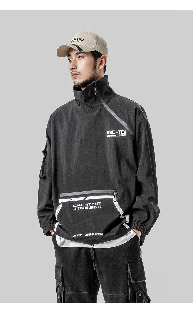 EWQ / Men's Clothes Autumn New Pullover Oblique Zipper Stand Collar Personality Jacket For Male Tide Long Sleeve 19H-a129