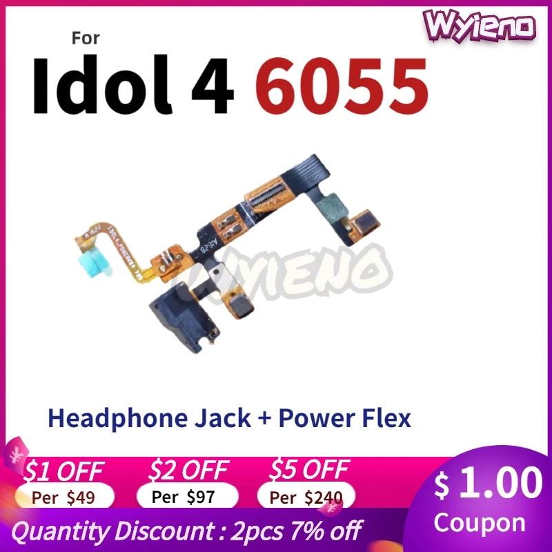 Wyieno OT 6055 микрофон для Alcatel Idol 4 OT6055 разъем наушников гибкий кабель с питанием