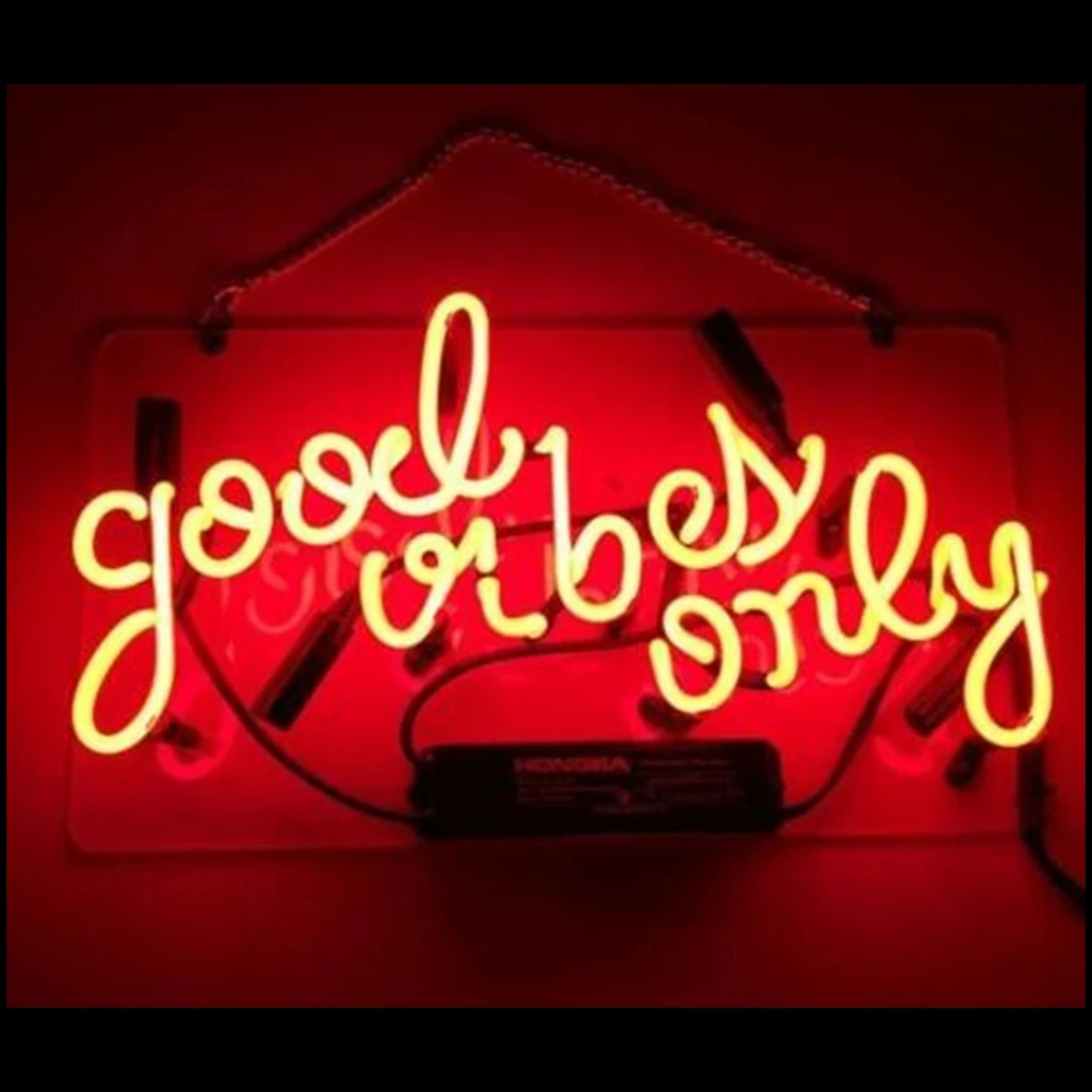 

Neon Signs Gift Good Vibes Only Real Glass Beer Bar Pub Store Party Room Wall Window Advertisement Display Neon Light