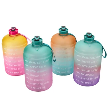 

3.78L Fitness Water Jug with Time Marker-Motivational Water Bottle Reusable Leak Proof Bottle Time Marked