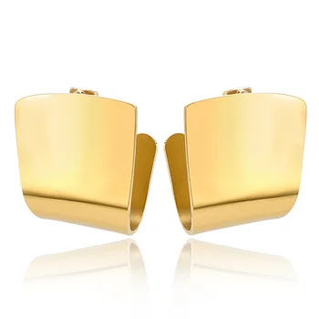 

European Metal Gold Folding Stud Earrings For Women Party Fold Smooth Punk Irregular Earrings Girls Personality Jewelry Bijoux