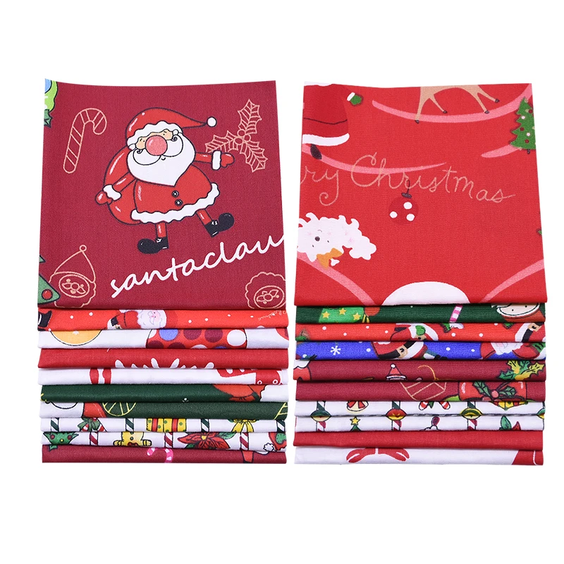 

25cm Reindeer Snowman Santa Claus Printed Twill Cotton Fabric Merry Christmas Sewing Quilting Fabrics DIY Patchwork Home Decor