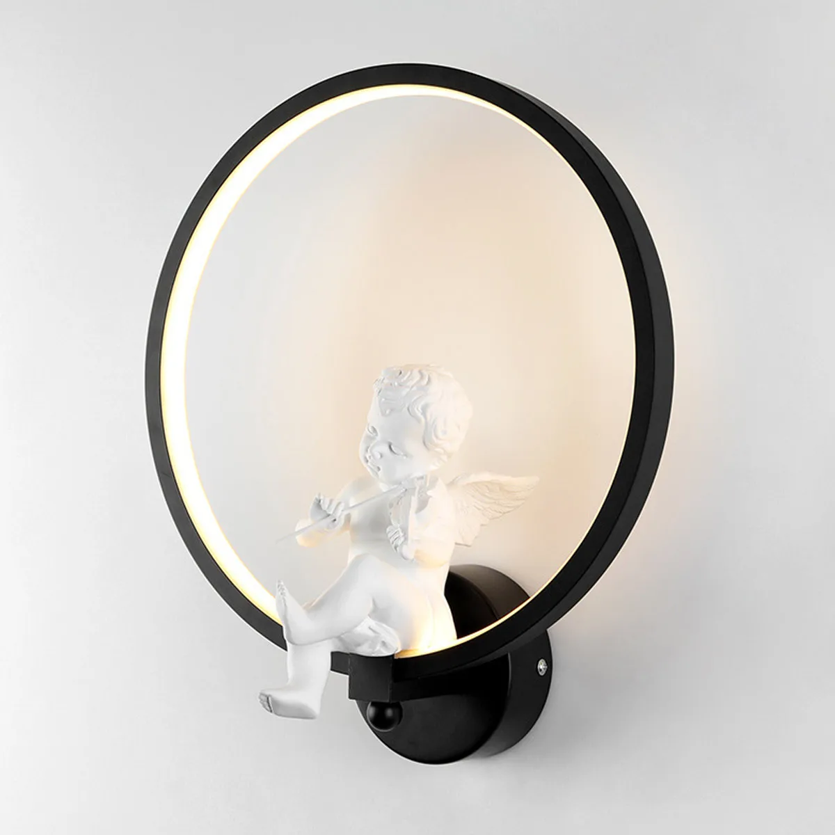 Black warm light 30 см Настенные светильники в скандинавском стиле черно-белое комнатное настенное освещение с ангелом скрипка домашняя лестница в прихожей Гостиная настенные украшения - Цвет абажура: Black warm light