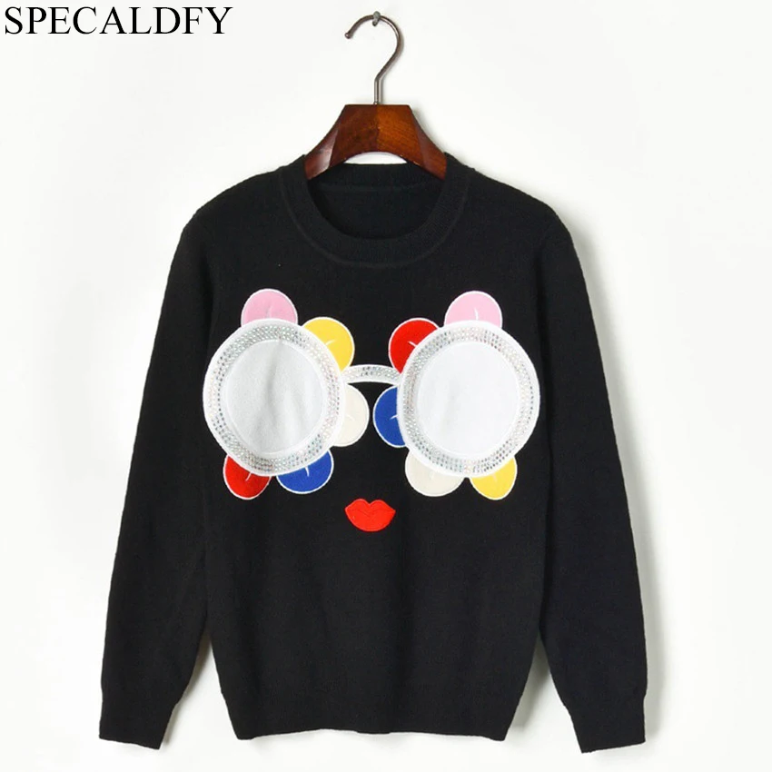 

Women Sun Flower Runway Sweater 2019 Autumn Winter Long Sleeve Knitted Sweaters And Pullovers Jumper Pull Femme