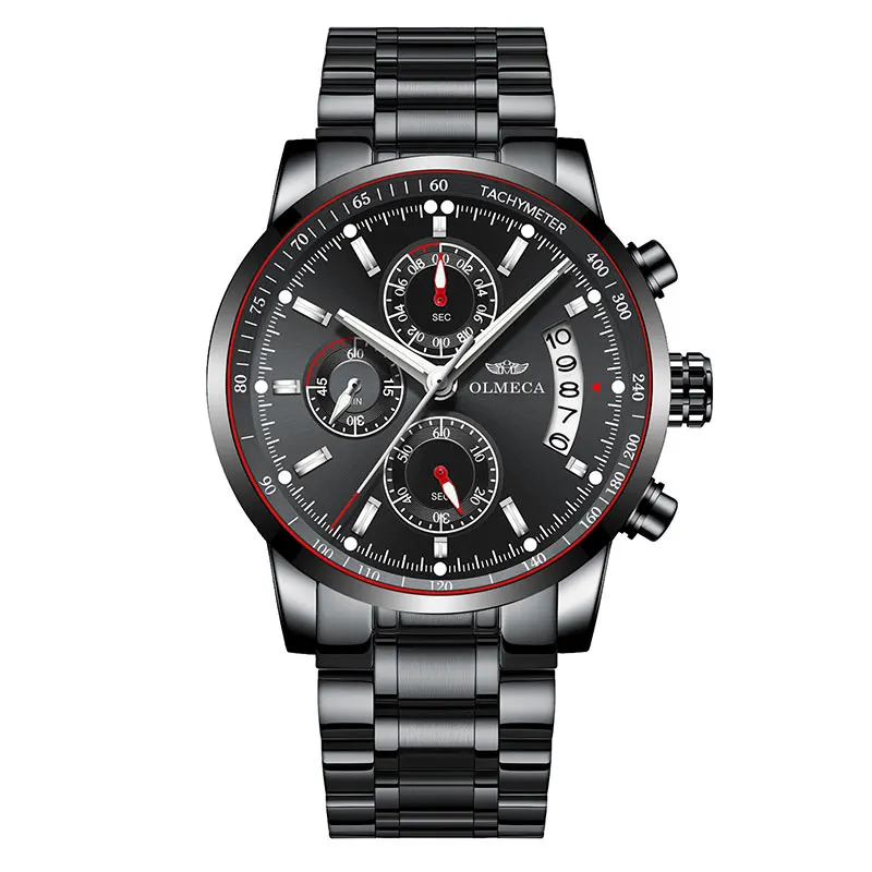 OLMECA Роскошные мужские часы Relogio Masculino водонепроницаемые Модные наручные часы светящиеся руки военные черные Кварцевые водонепроницаемые часы - Цвет: Black G