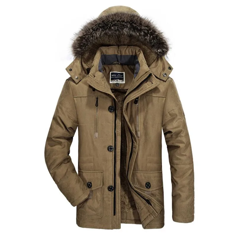 Большие размеры, зимняя теплая куртка, Мужская теплая утепленная длинная парка, Мужская военная куртка с хлопковой подкладкой, флисовое пальто с мехом, 6XL пальто