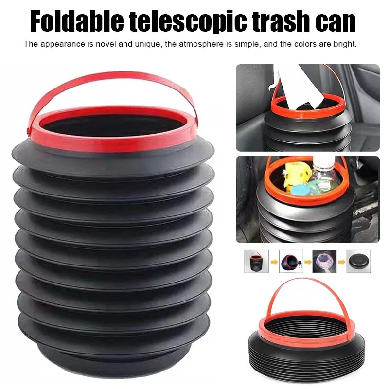 Auto Leak-proof Folding Storage Bin Car Portable Telescopic Trash Can Mini Household Outdoor Retractable Water Bucket 4L NR | Автомобили и