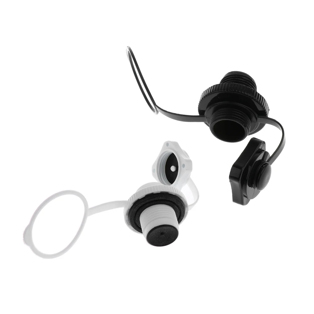 2Pcs/Pack Air Valve Caps / Threaded Screw Plugs for Inflatable Boat Fishing Boats Raft Airbed Outdoor, Black & White