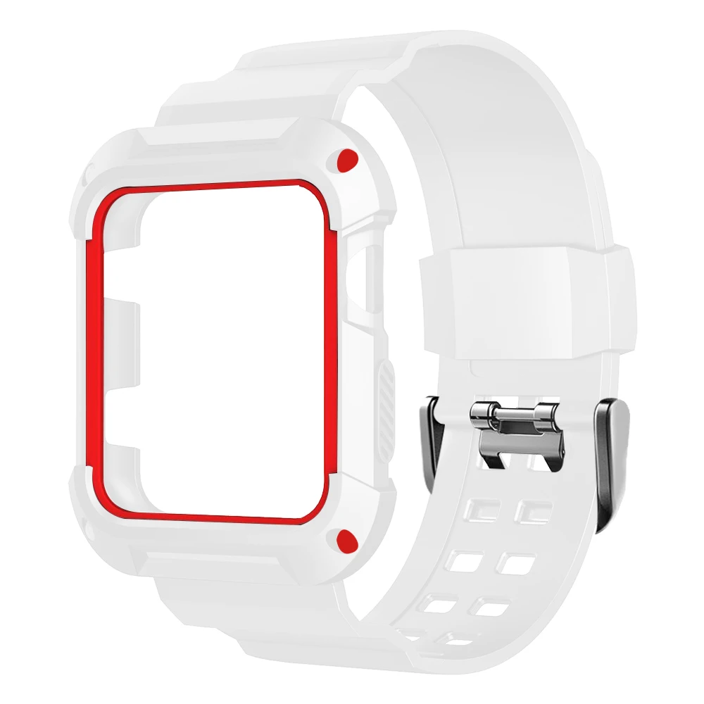 white red Прочный Защитный чехол для наручных часов Apple Watch 38 мм, 42 мм, мягкий ремешок для TPU с крышкой чехол для наручных часов iWatch серии 3/2/1 - Цвет ремешка: white red
