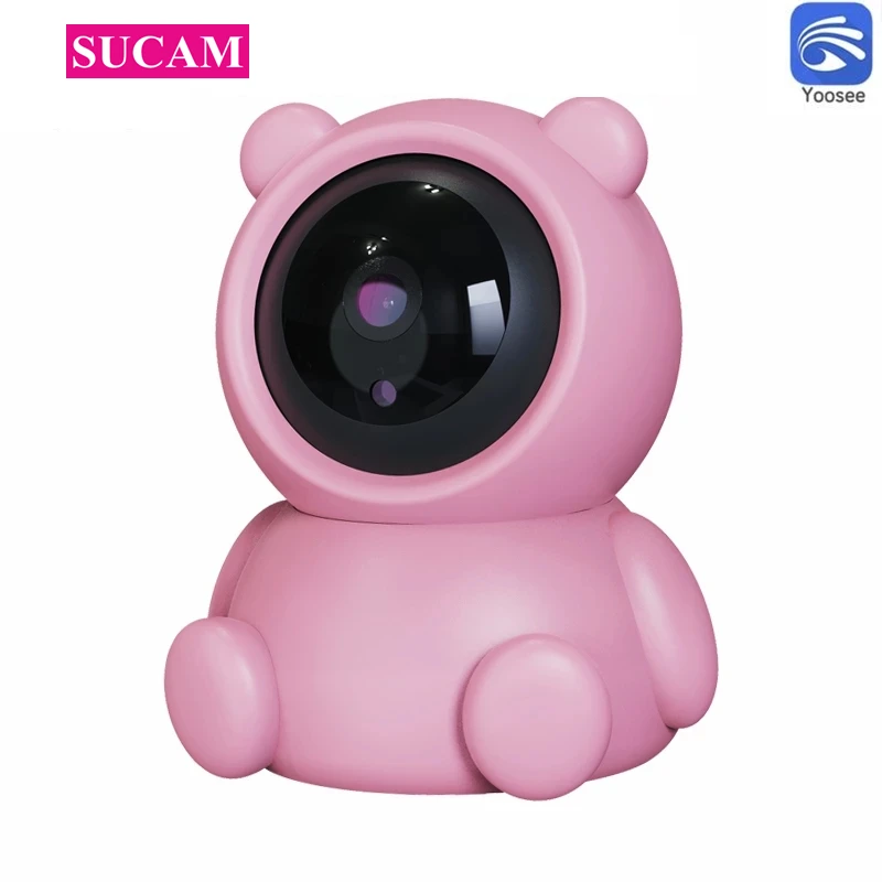 1080P Smart Home WIFI Camera Wireless Home Security Camera Motion Detection Two Way Audio Cute Bear Baby Monitor Cameras cute cat s paw monitor stand desk storage rack wooden computer riser desk organizer storage shelves cabinet home office supplies