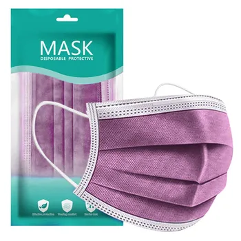 

10-100PCS Disposable Non-woven Face Mask Fashion 3 Layer Mask Solid Adult Lavender Purple Mask Mouth Mask With Design Masque