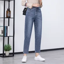 Женские джинсы с эластичным поясом, Повседневное Демисезонный мод Девушки Для женщин высокое качество джинсовые брюки, подходящие для любого размера модные Винтаж с джинсами узкого кроя RGL6