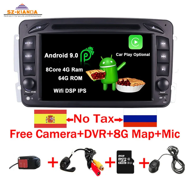 В наличии 7 "Android 8,1 dvd-плеер автомобиля для Mercedes Benz W209 W203 W463 Viano W639 Vito Wi-Fi 3g gps Bluetooth Радио стерео аудио