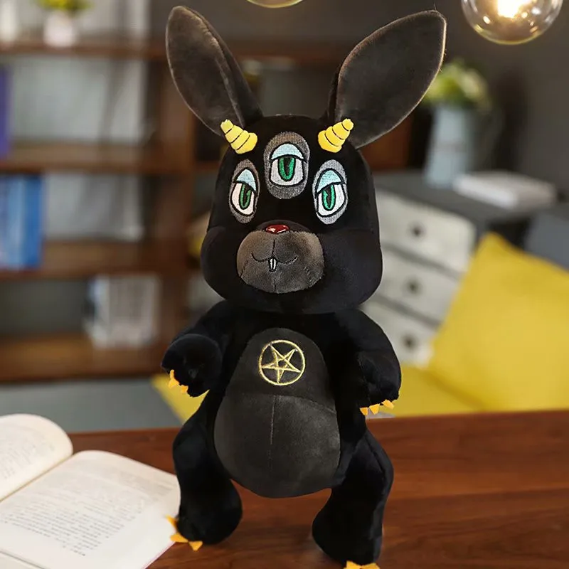 Gothic All Black Devil Animals Plush Toys Monsters Black Unicorn Hydra Snake Anubis Pentacle Elephant Rabbit Stuffed Dolls Kids Friends Gift  (2)