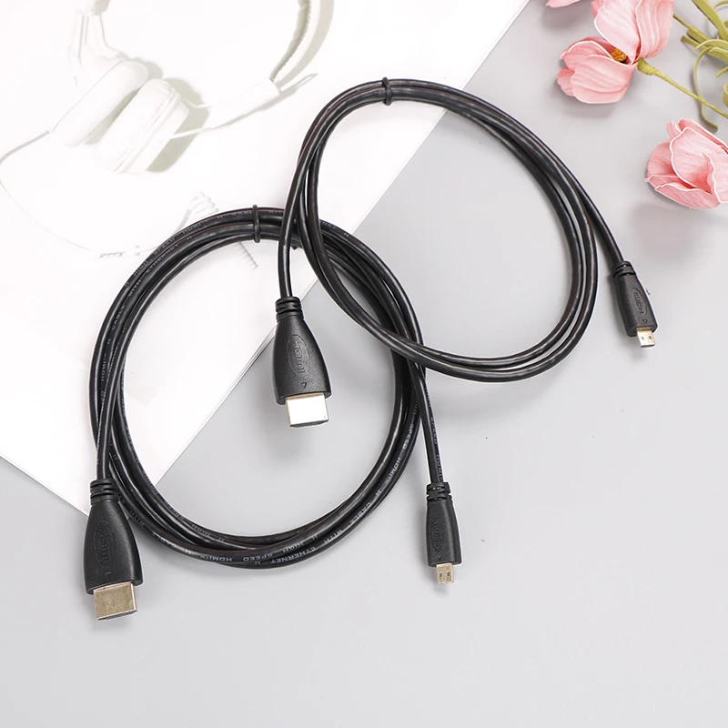 1pc Micro HDMI Cable 1m/1.8m 1.4 Standard Correspondence/micro HDMI Cables Black
