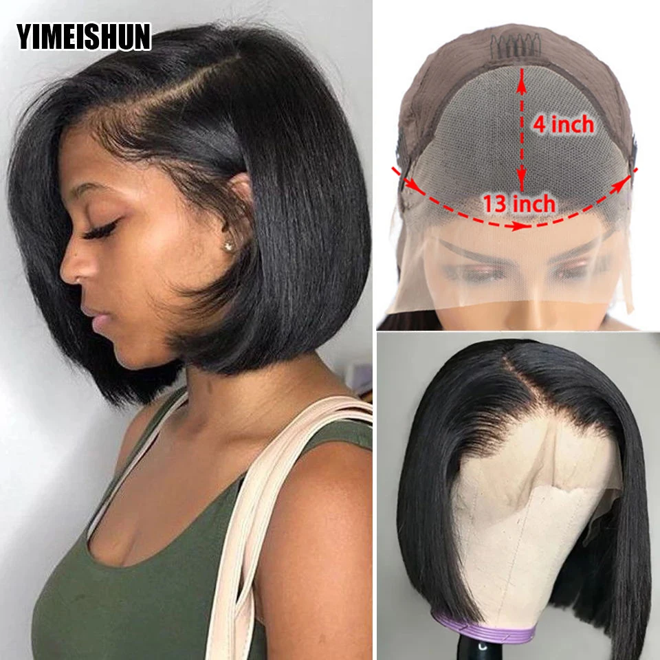 13x4 HD Lace Frontal Wig Straight Bob Wig Lace Front Human Hair Wigs Brazilian Cheap HD Transparent Lace Frontal Wig Yimeishun