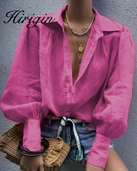 

Women Solid Blouse Shirt Long Sleeve Blouse V-neck Shirts Office Lady Tops Blouse et Chemisier Femme Blusas Mujer de Moda 2019