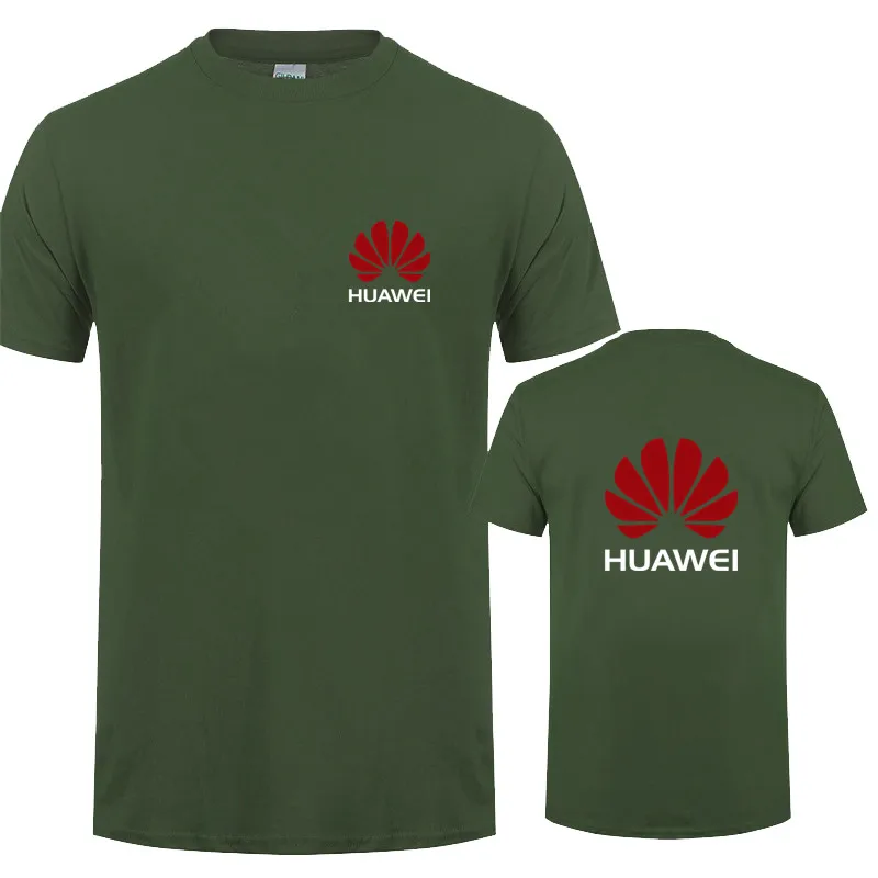 Новая модная футболка huawei Мужская хлопковая футболка с коротким рукавом футболки LH-125 - Цвет: Forest Green