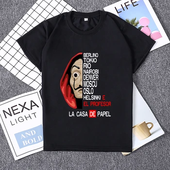 

Hillbilly La Casa De Papel Women T shirts Money Heist Tees TV Series T Shirts Dali Mask Casa De Papel Short Sleeve Tops&tees