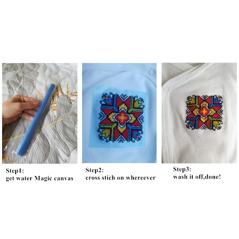 Cross Stitch Kit Embroidery Fabric 22x100cm Water Soluble Magic Canvas Cloth 14ct Cross Stitch Fabric for DIY Handmade Embroidery