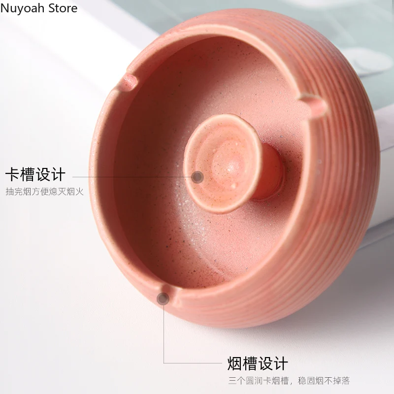Creative Ceramic Ashtray Living Room Anti Fly Ash Storage Box with Lid Home Retro Ashtray Ornaments