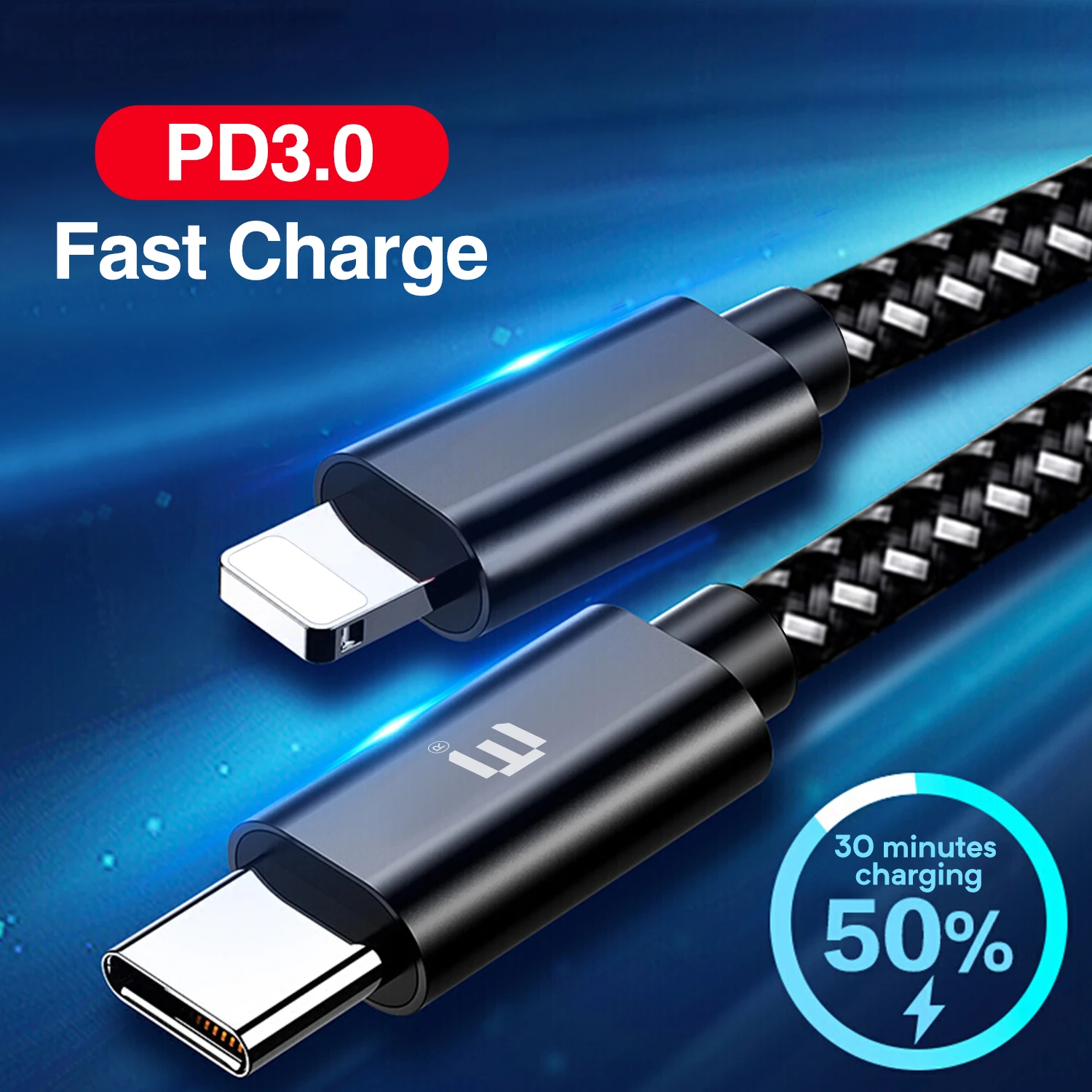 4 шт./компл. 1,8 м PD3.0 2.4A быстрого заряда 18 Вт Тип Кабеля C-Lightning, 1 м, 1,8 м, 3 м кабель USB Lightning для iPhone, iPad, iPod