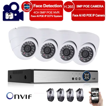 

Home Surveillance System 4CH IP Security Camera Outdoor PoE NVR Kit CCTV System 1080P 5mp 4 Indoor Dome IP Camera PoE P2P