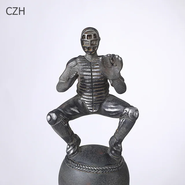 Состаренный эффект смолы бейсбольная Статуэтка игрока Ручной Работы Софтбол скульптура Спортивная Лига трофей сувенир Декор подарок ремесло орнамент