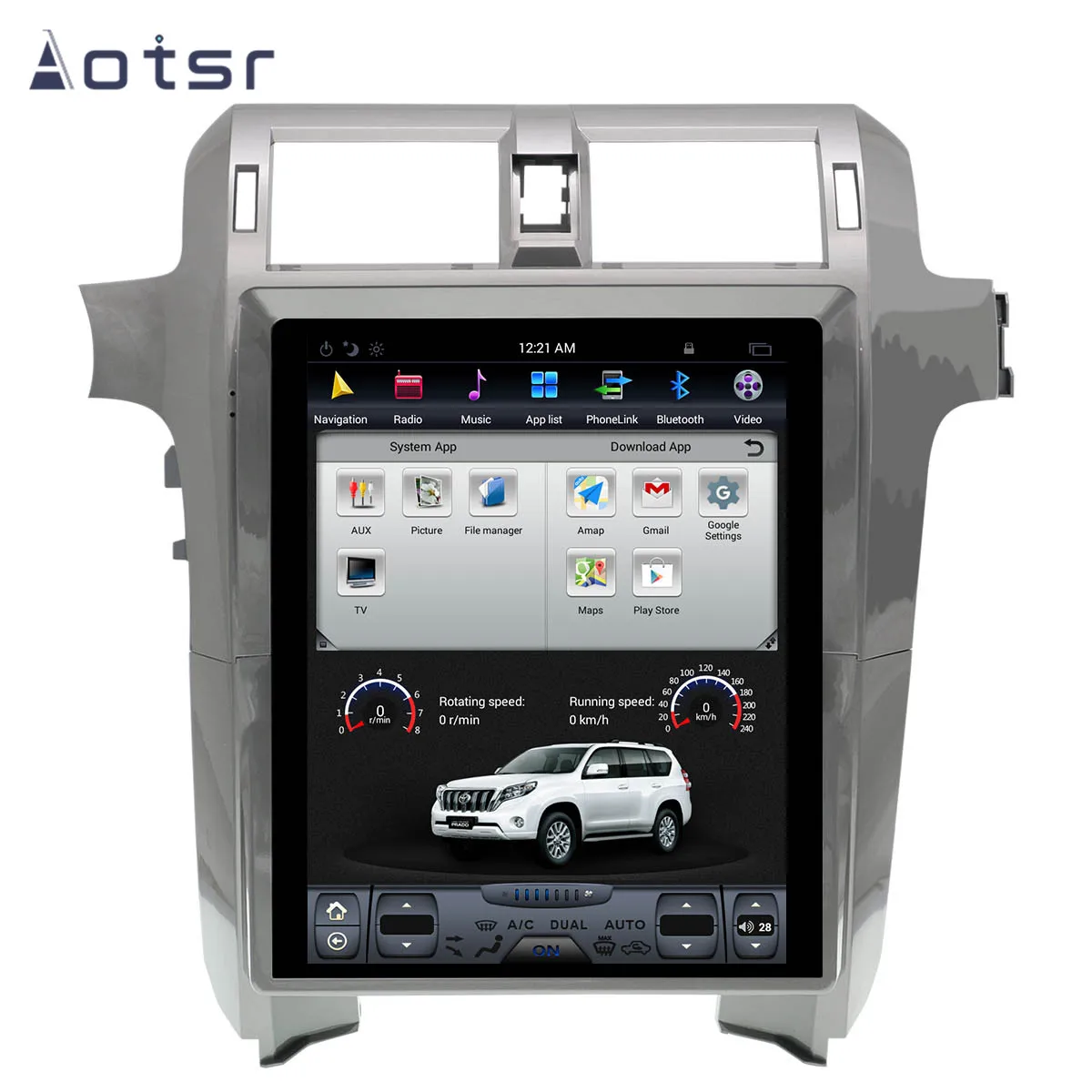 AOTSR 15 inch Android 8.1 New Tesla style HD screen Car GPS Navigation For GX400 GX460 2010-2018head unit Multimedia Player WIFI