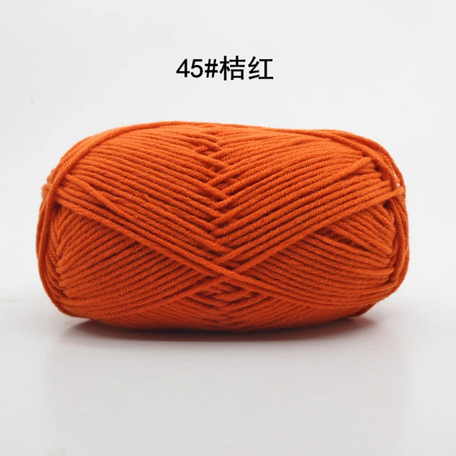 Hot Sale Multi Color Cotton Silk Knitting Yarn Soft Warm Baby Yarn for Hand Knitting thread Supplies 50g/lot No.45 Orange-red