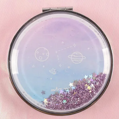 Enjoy Moment, креативное круглое мини-зеркало для макияжа с зыбучим песком, портативное Зеркало для женщин, декоративные зеркала, товары для декора - Цвет: fen se xing kong
