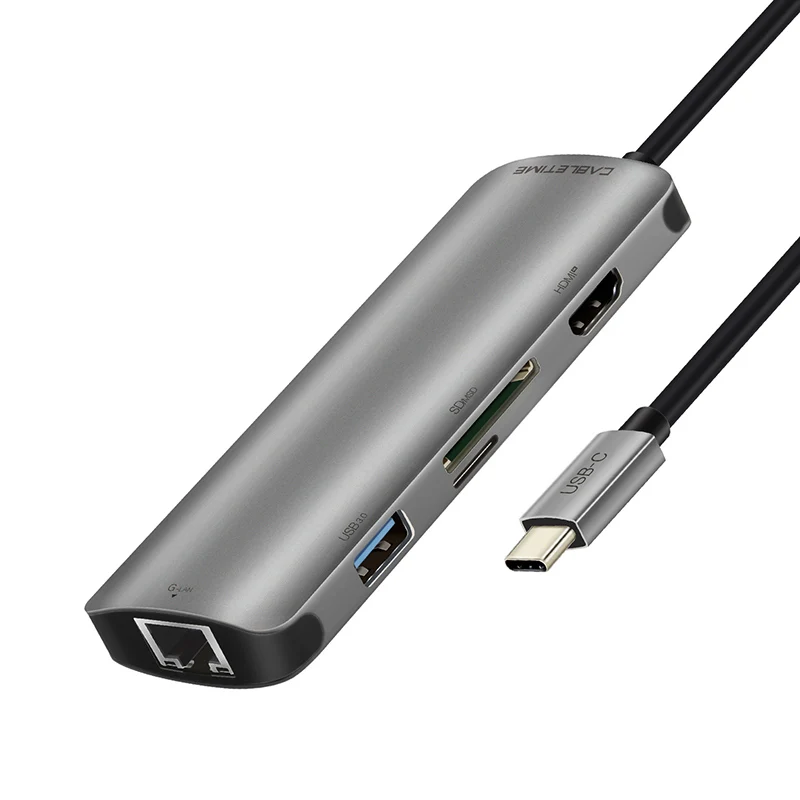 Кабельная док-станция USB C концентратор для нескольких USB 3,0 HDMI адаптер док-станция для MacBook аксессуары USB-C сплиттер 3 порта концентратор C042 - Цвет: 0.15m 6in1