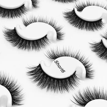 

NEW 12 pairs Short Natural Mink False Eyelashes Cross Dense Handmade Cotton Stalk Eye Lashes Make-up Mink Fake Eyelashes
