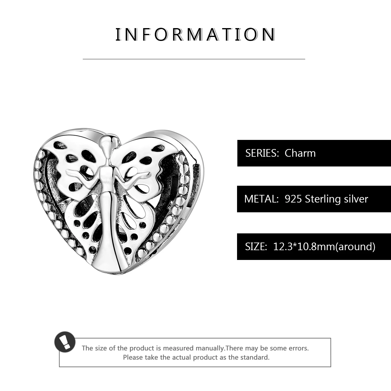 Real fashion 925 Sterling Silver Butterfly fairy clear CZ Heart shape Clip beads Fit Original reflection Charm Bracelet jewelry