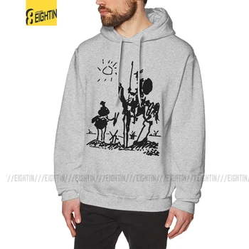 

Picasso Art Painting + Don Quixote Knight Men's Hooded Sweatshirts Vintage Style Pure Cotton Hoodie White Hooded Tops