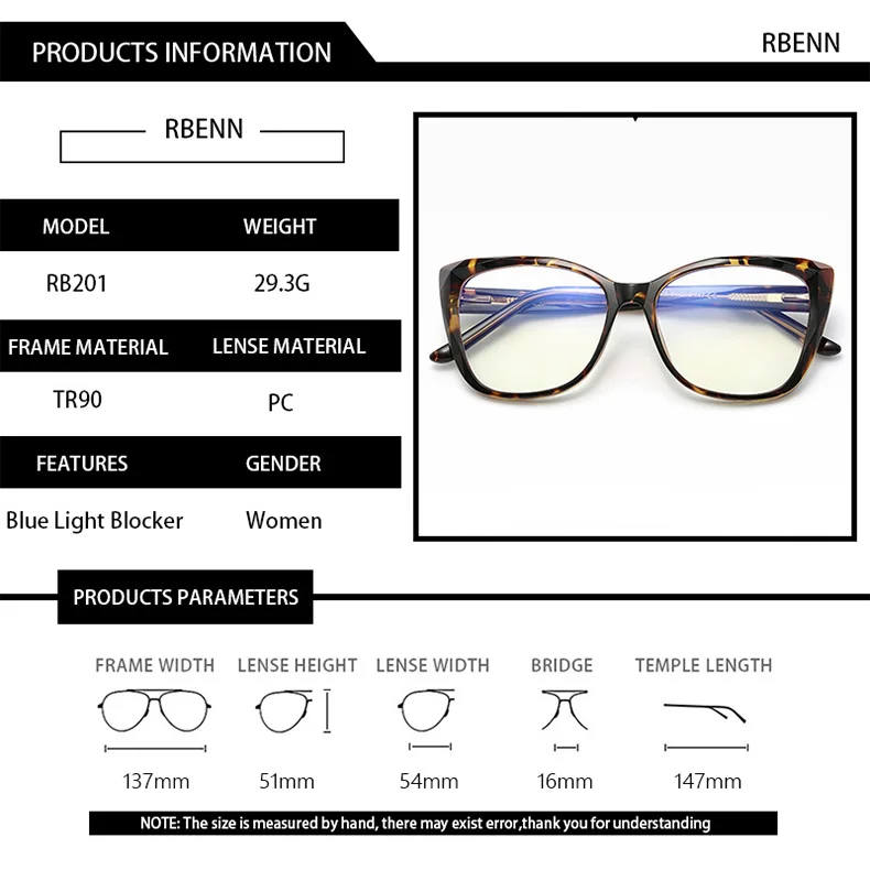 RBENN, большая оправа, кошачий глаз, компьютерные очки для женщин, синий светильник, блокирующие игровые очки TR90, защита от головной боли, UV400