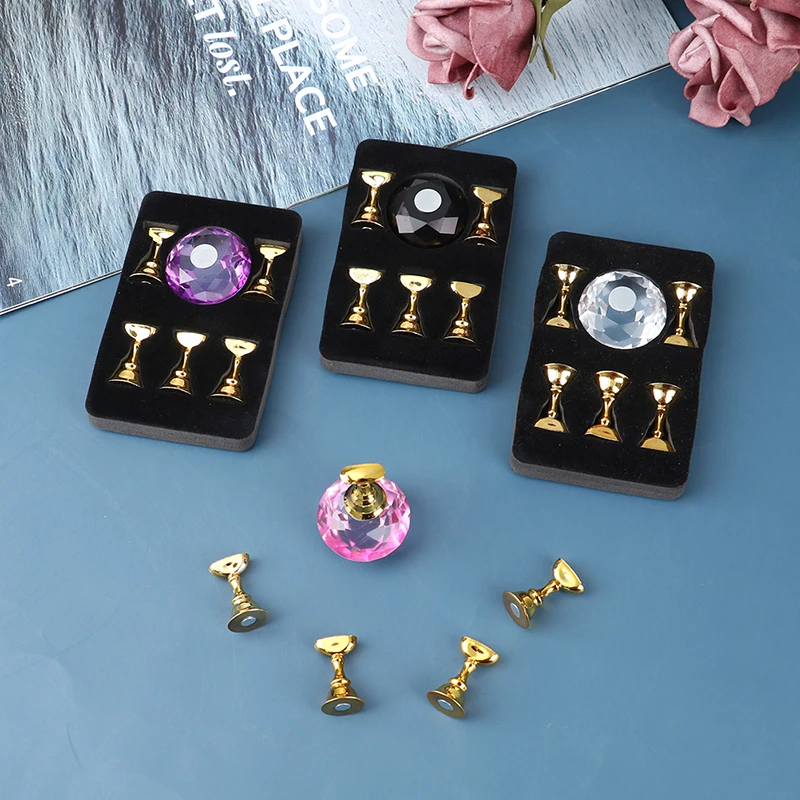 1 Set Nail Tip Display Stand Holder Magnetic Practice Art Training Tool Finger Nail Art Painting Tools