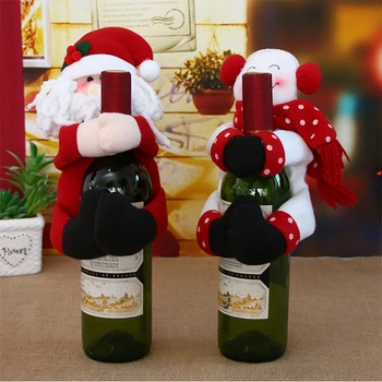 

Christmas Decor Santa Claus Bottle Cover Bag Christmas Wine Bottle Cover Set New Year Xmas Party Decor Accessories