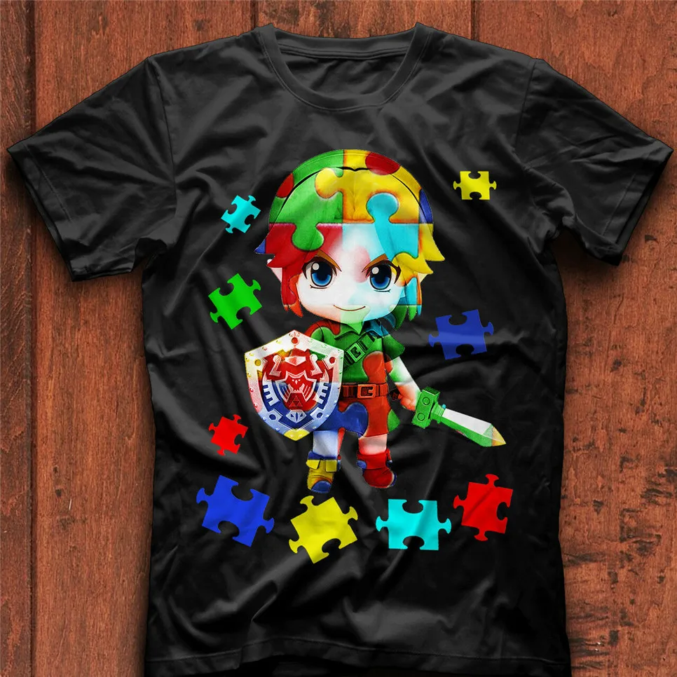 Autism Link легенда о Зельде футболка Черная Хлопковая мужская S 6Xl поставщик США